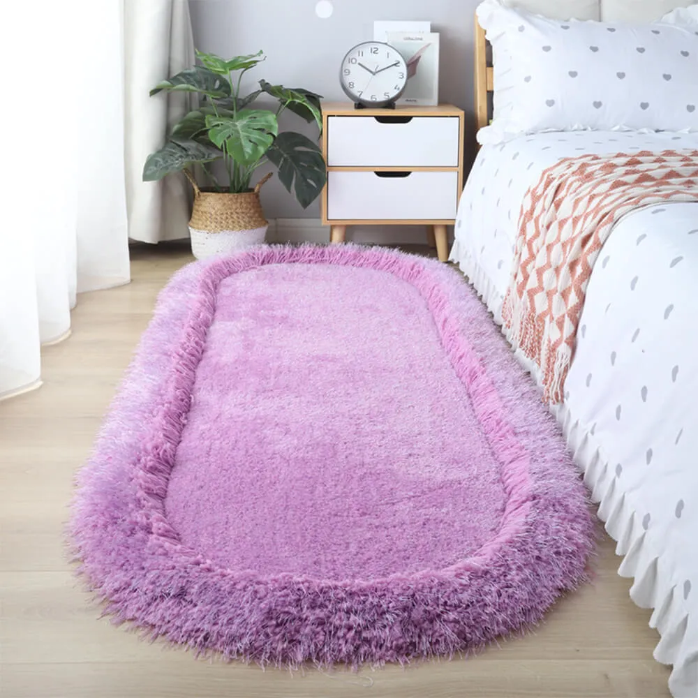 Oval Fluffy Thickened Living Room Rug Bedside Shaggy Rug