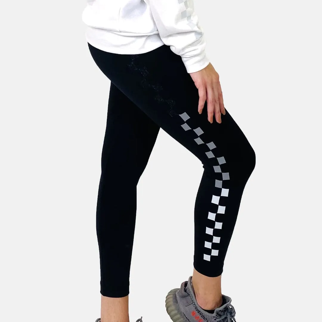 Parker Chic Black Leggings - Grey Ombre Racer Checks