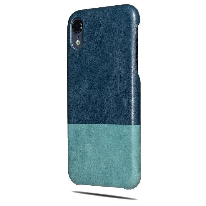 Peacock Blue & Ocean Blue iPhone XR Leather Case