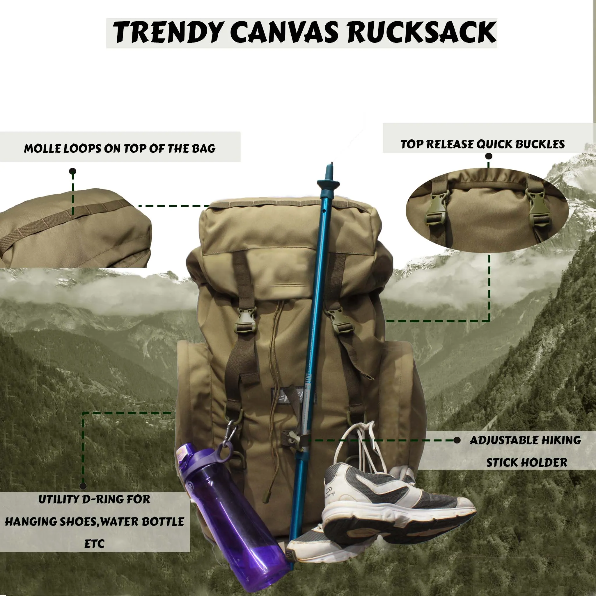 Platoon 46L Khaki Rucksack