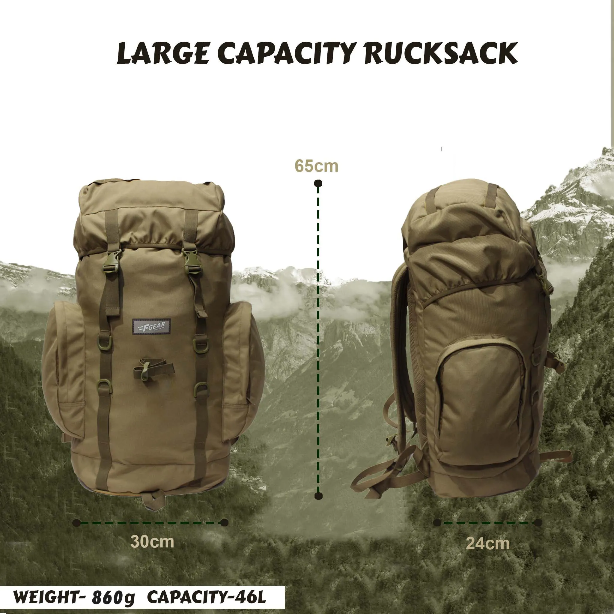 Platoon 46L Khaki Rucksack