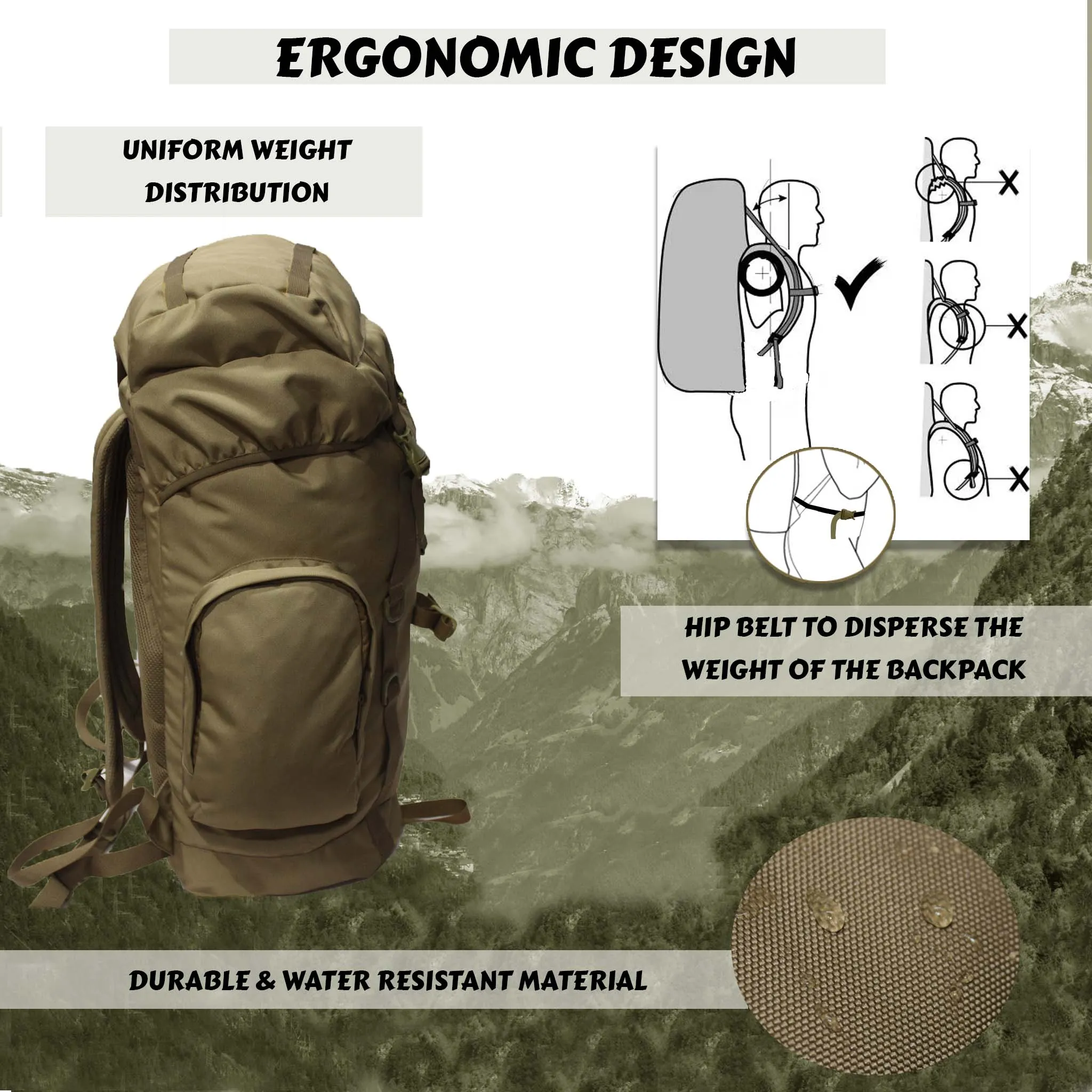 Platoon 46L Khaki Rucksack