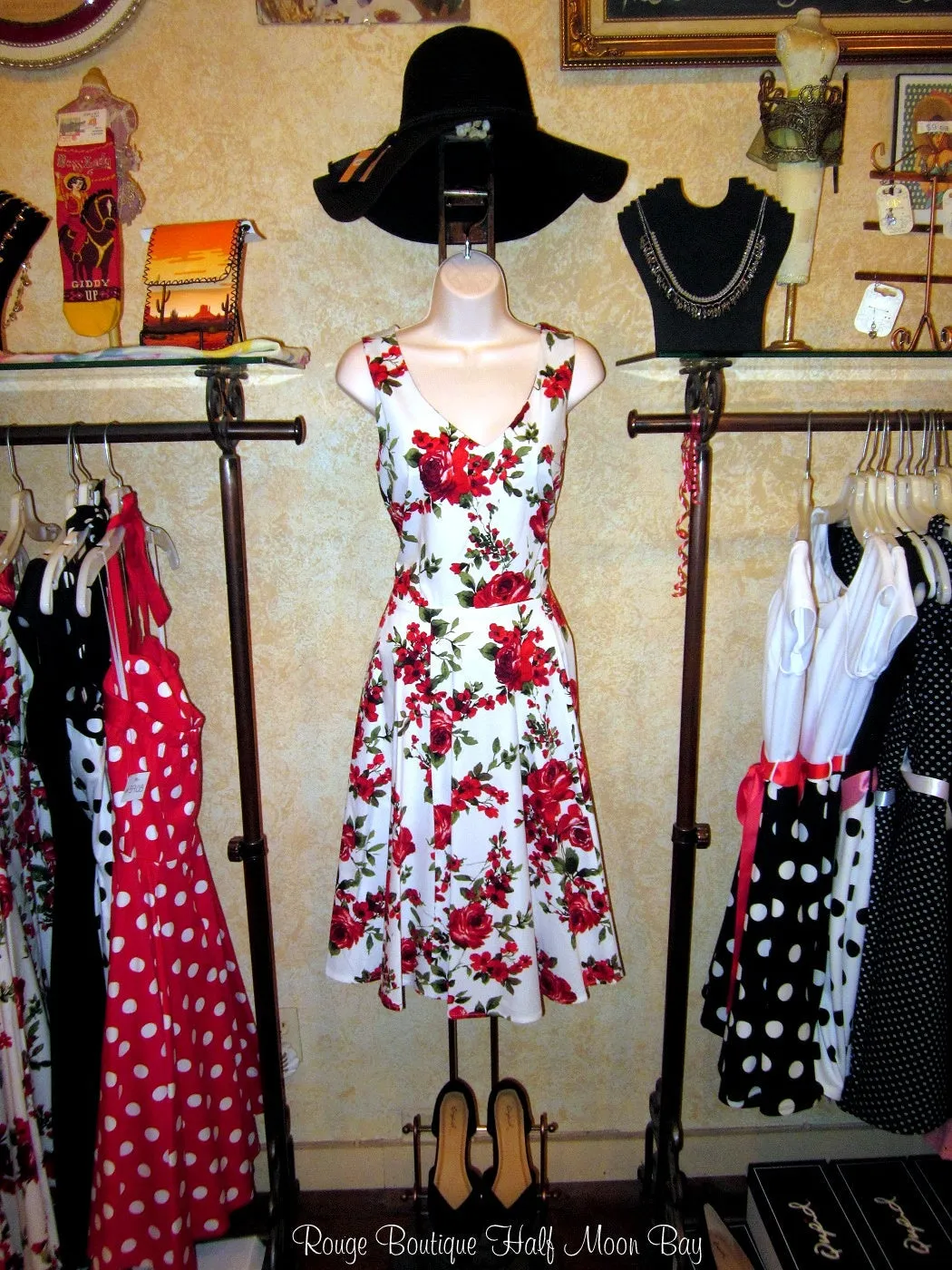 Red Floral Hostess Dress