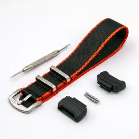 Seat Belt Black / Fire Edge Watch Strap with G-Shock Compatible Adapter and Spring Bar Tool