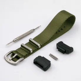 Seat Belt Olive Green Watch Strap with G-Shock Compatible Adapter and Spring Bar Tool