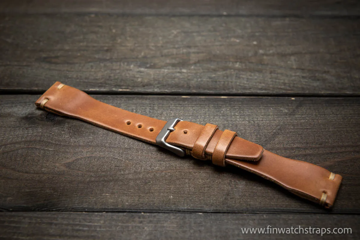 Shell Cordovan watch strap, Leather watch band, Pilot model, Handmade in Finland