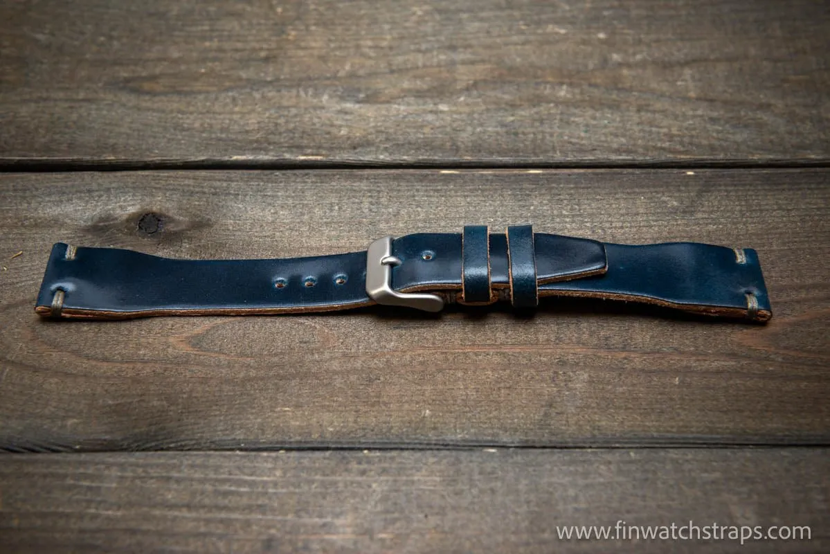 Shell Cordovan watch strap, Leather watch band, Pilot model, Handmade in Finland