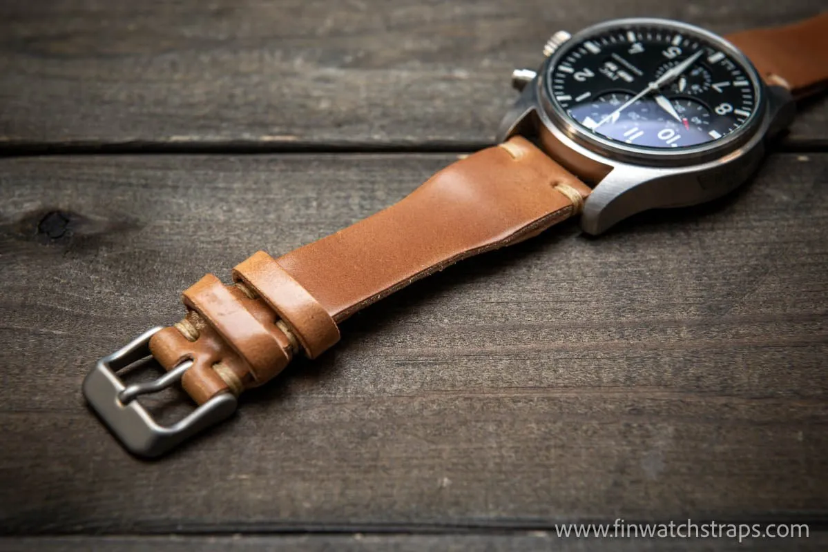 Shell Cordovan watch strap, Leather watch band, Pilot model, Handmade in Finland