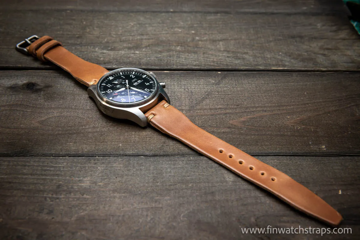 Shell Cordovan watch strap, Leather watch band, Pilot model, Handmade in Finland