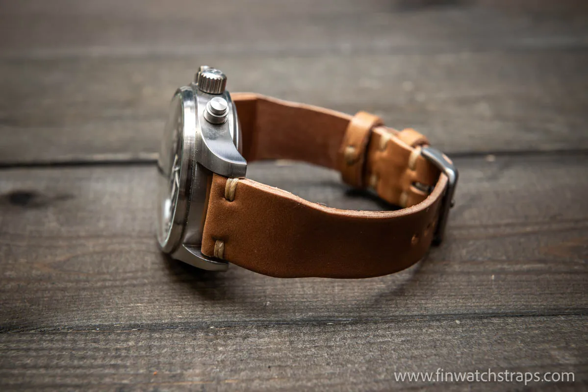 Shell Cordovan watch strap, Leather watch band, Pilot model, Handmade in Finland