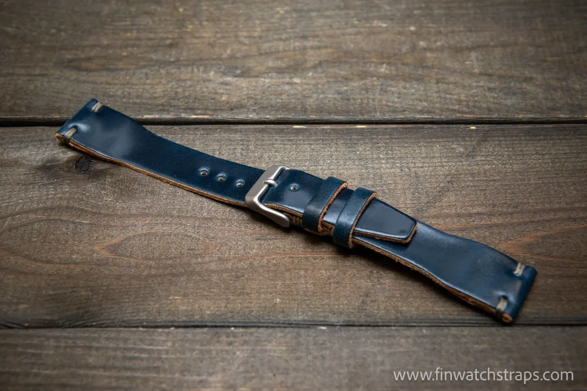 Shell Cordovan watch strap, Leather watch band, Pilot model, Handmade in Finland