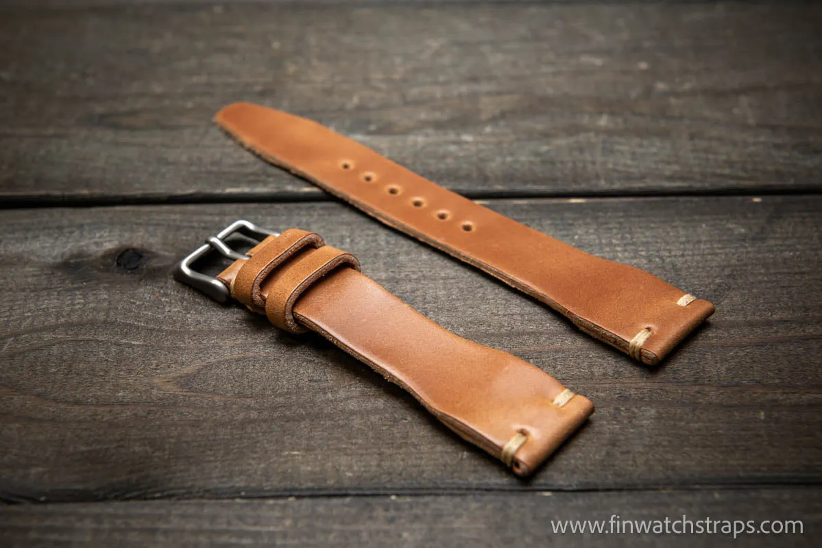 Shell Cordovan watch strap, Leather watch band, Pilot model, Handmade in Finland