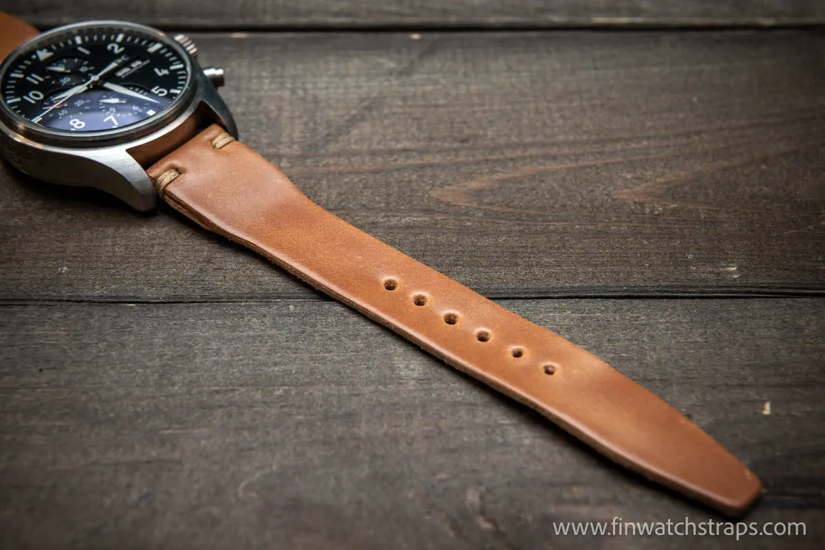 Shell Cordovan watch strap, Leather watch band, Pilot model, Handmade in Finland