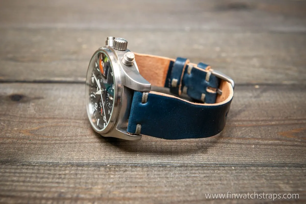 Shell Cordovan watch strap, Leather watch band, Pilot model, Handmade in Finland