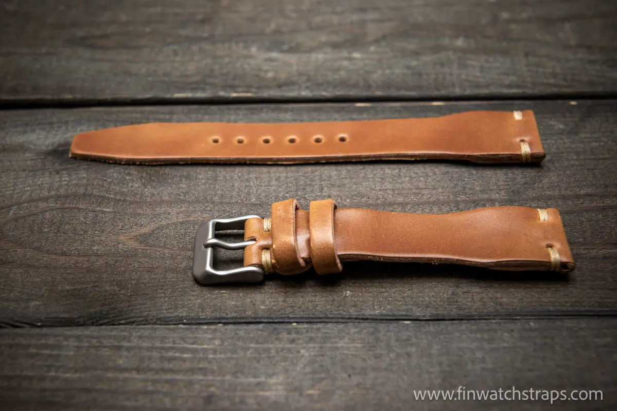 Shell Cordovan watch strap, Leather watch band, Pilot model, Handmade in Finland