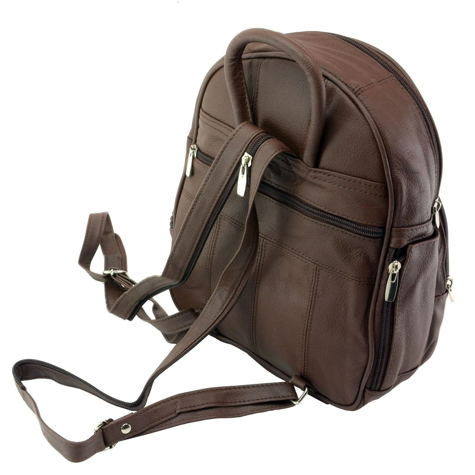 Sling Strap Multiple Pockets Organizer Leather Backpack