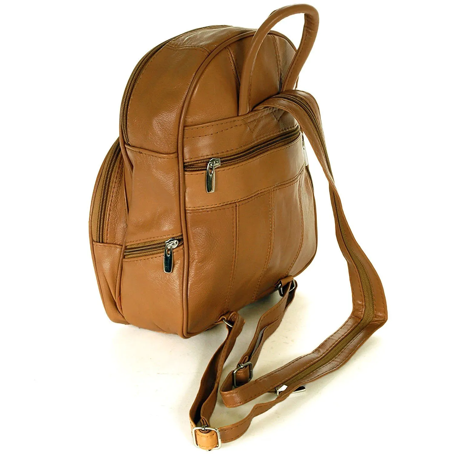 Sling Strap Multiple Pockets Organizer Leather Backpack