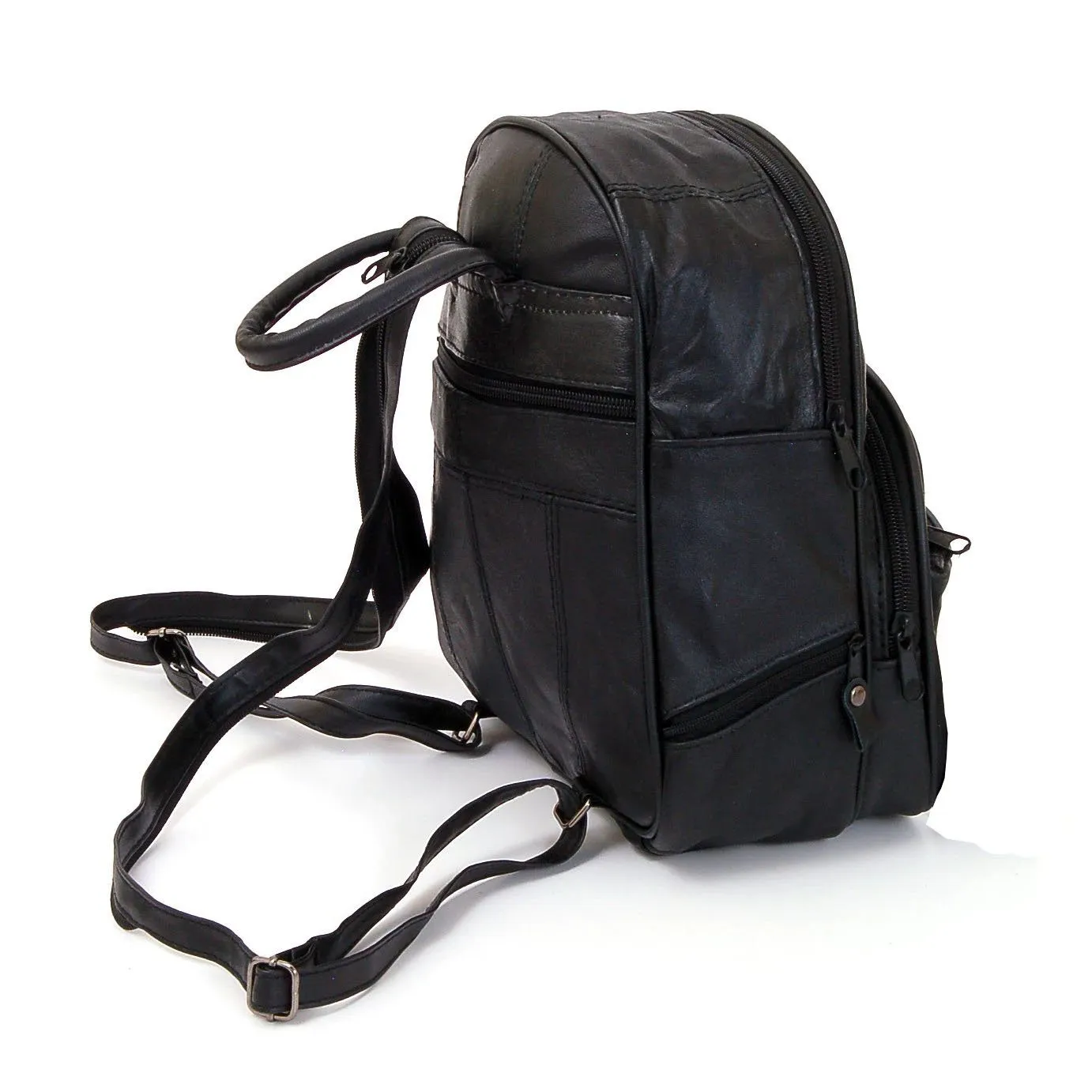 Sling Strap Multiple Pockets Organizer Leather Backpack