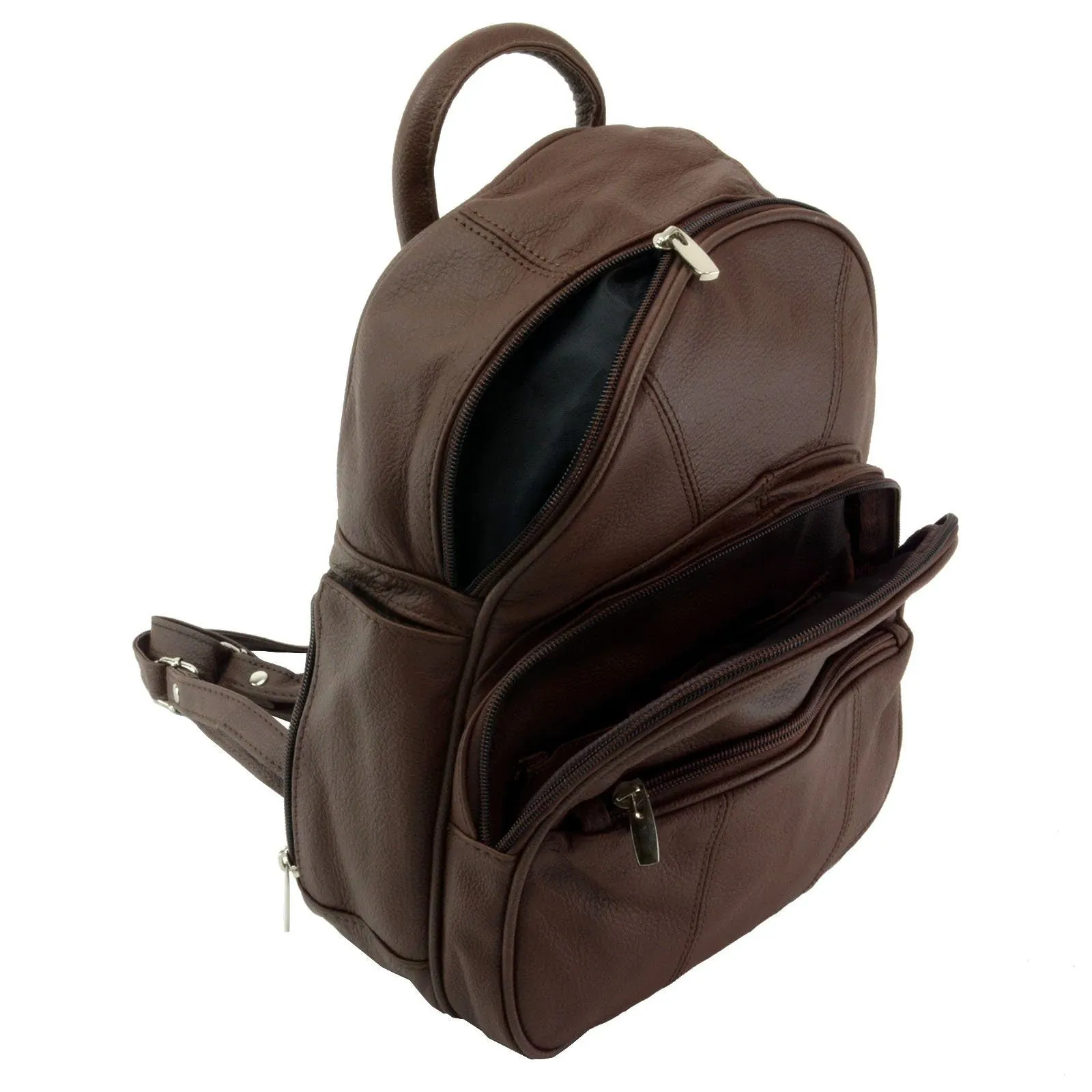 Sling Strap Multiple Pockets Organizer Leather Backpack