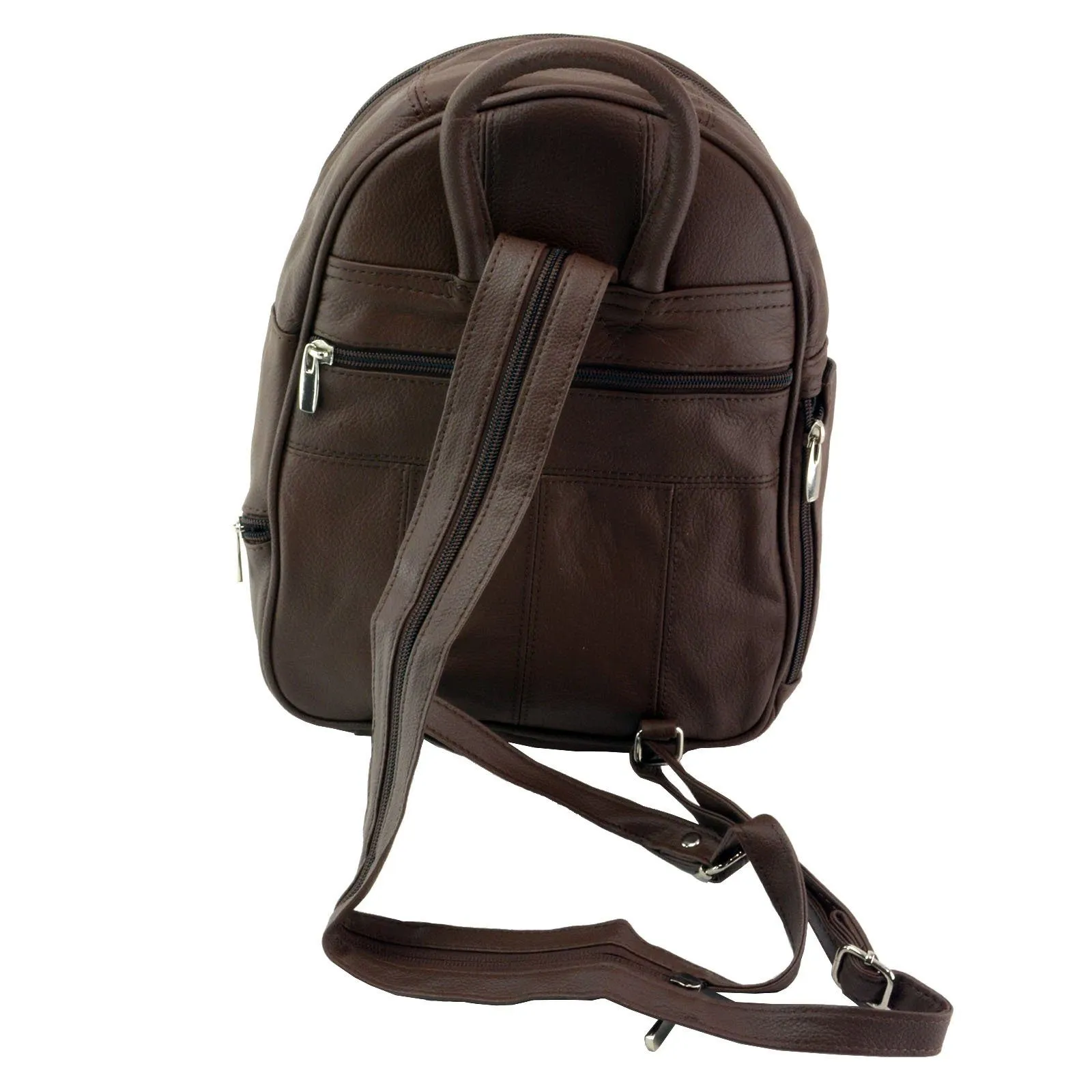 Sling Strap Multiple Pockets Organizer Leather Backpack