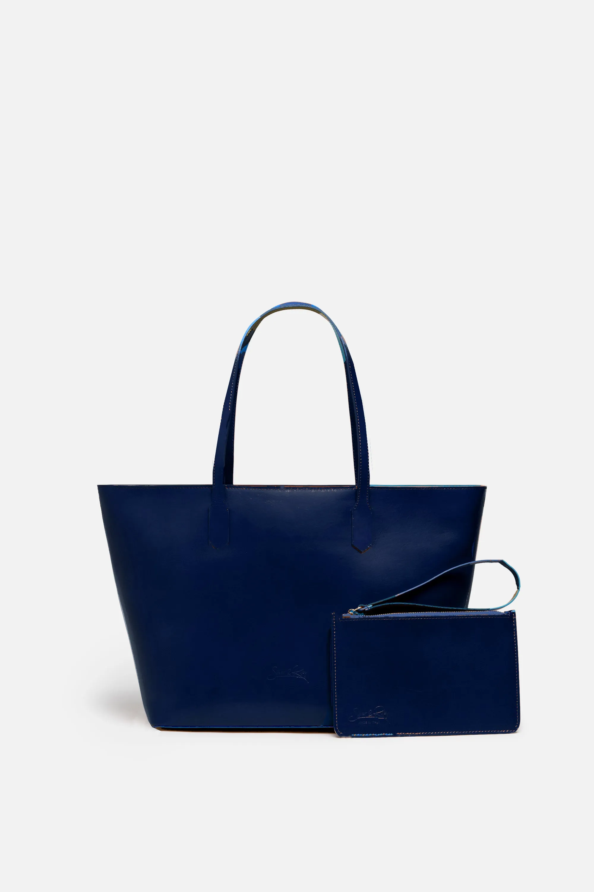 SSW - Manila All Purpose Large Carryall Leather Tote Bag in Midnight Blue