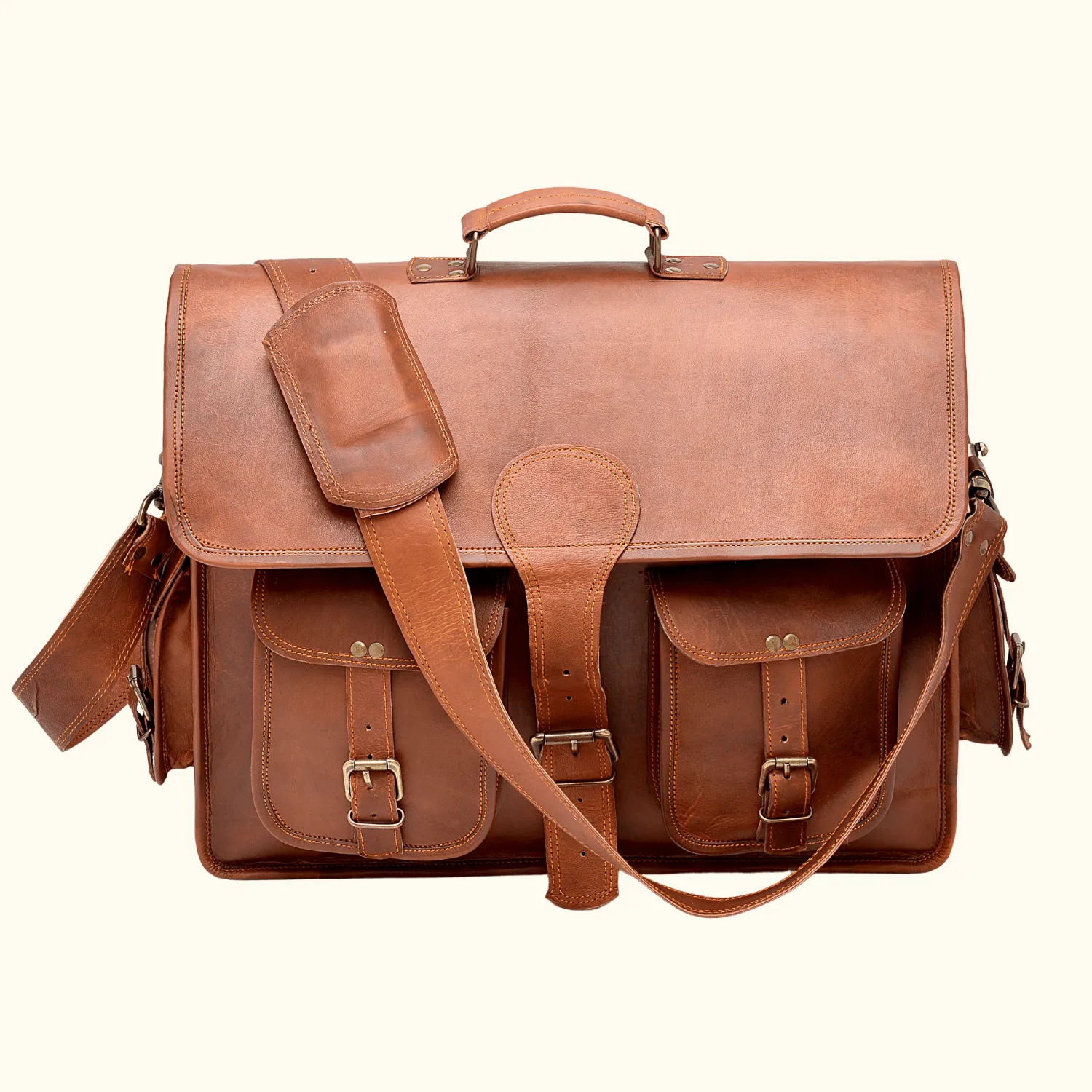 The Old Town - Vintage Leather Saddle Bag Briefcase