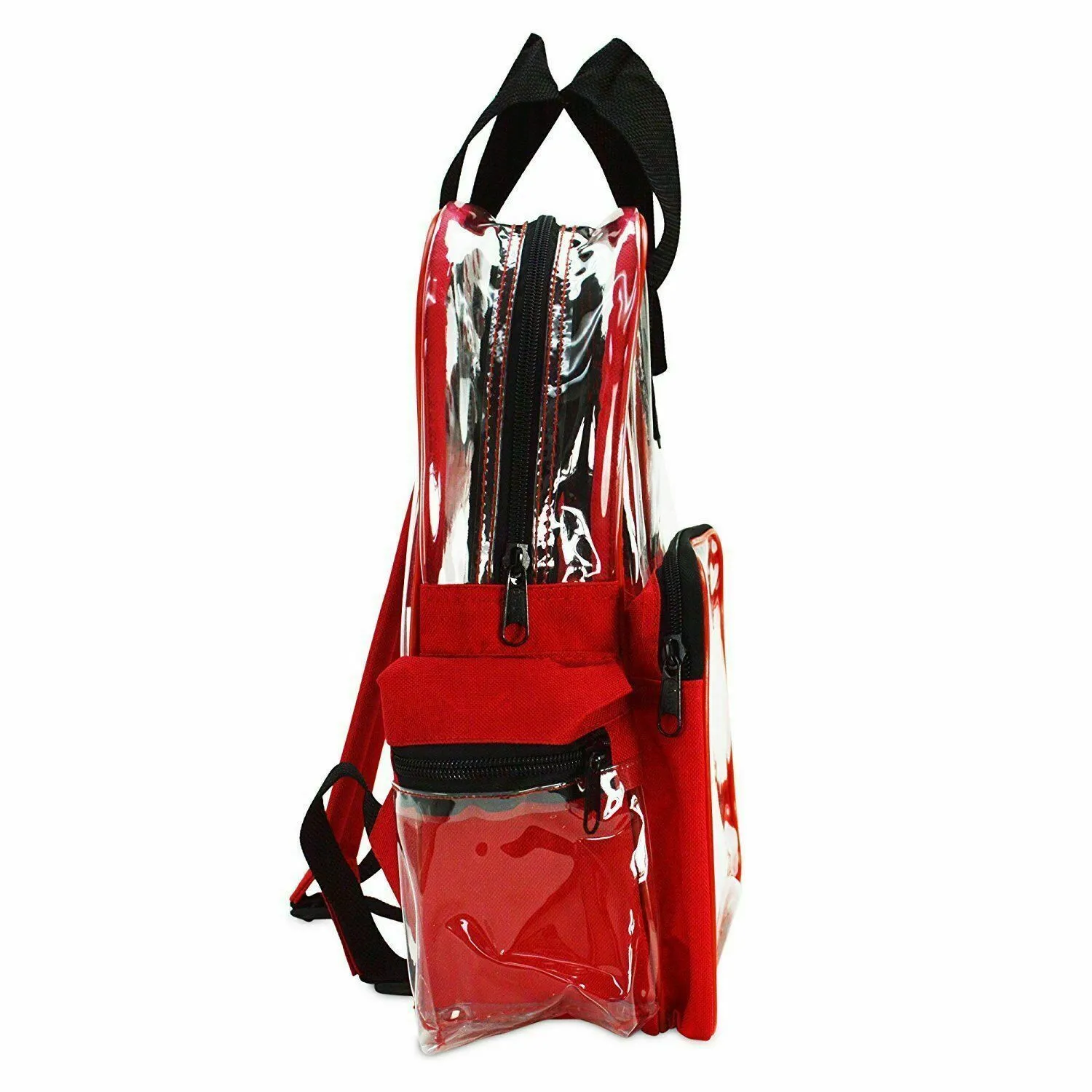 Travel Bag Unisex Transparent School Security Clear Backpack Red Plastic CBP