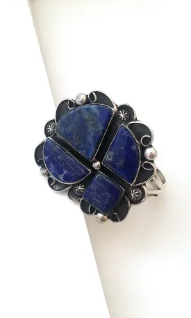 TRUE BLUE Navajo Four Lapis Stone & Sterling Cuff