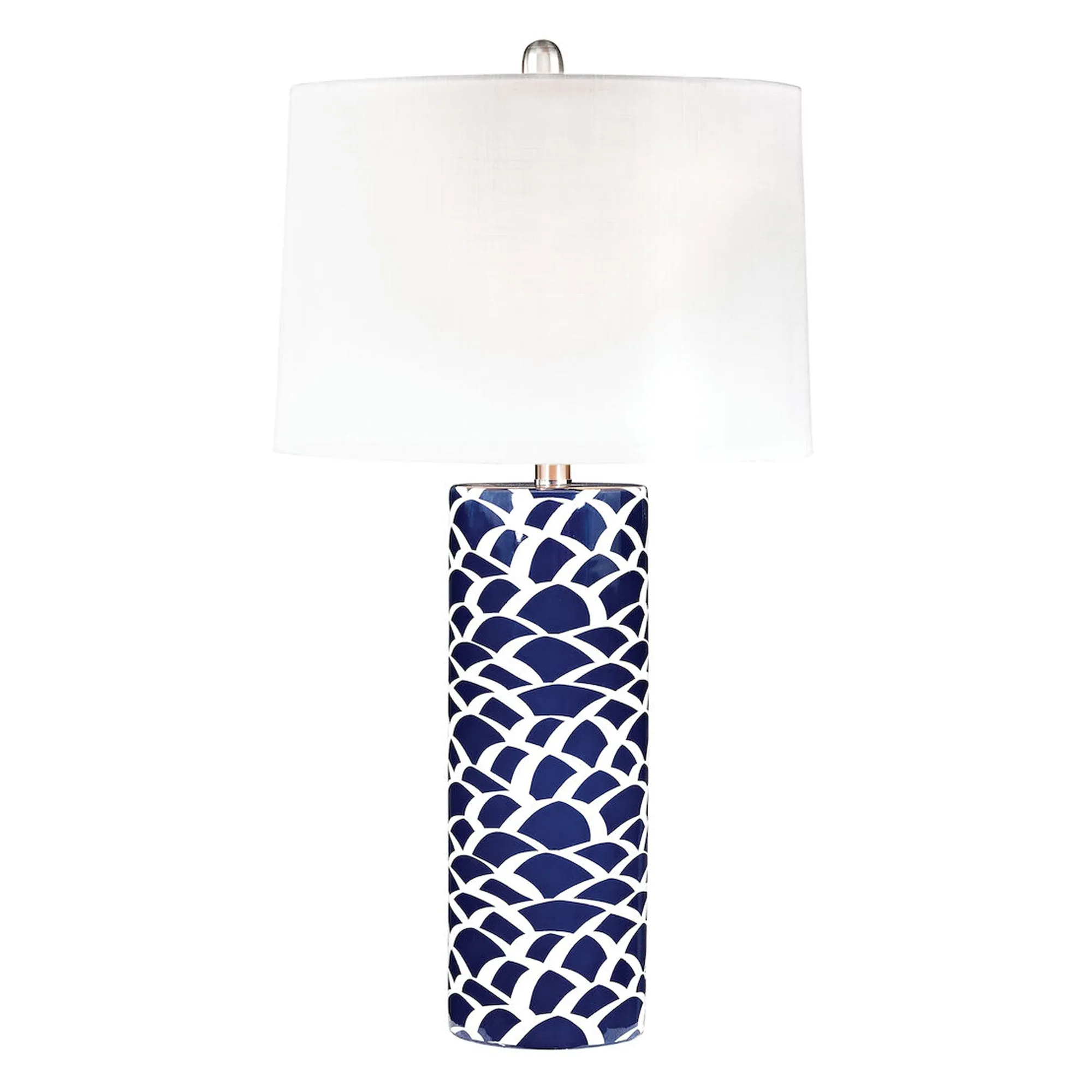 UEX7150 Coastal Table Lamp 16''W x 16''D x 28''H, Navy Blue and White Finish, Marietta Collection