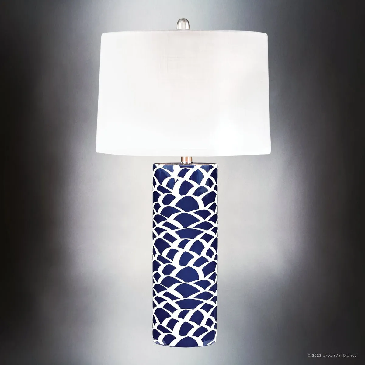 UEX7150 Coastal Table Lamp 16''W x 16''D x 28''H, Navy Blue and White Finish, Marietta Collection