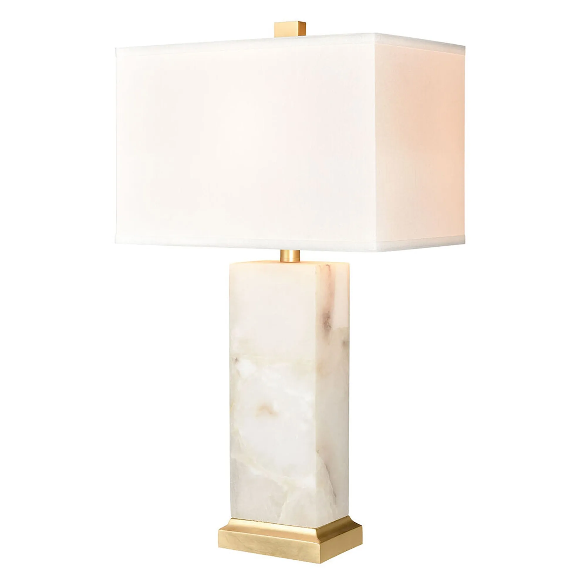 UEX7720 Glam Table Lamp 16''W x 9''D x 27''H, White Stone and Gold Leaf Finish, Fairfield Collection