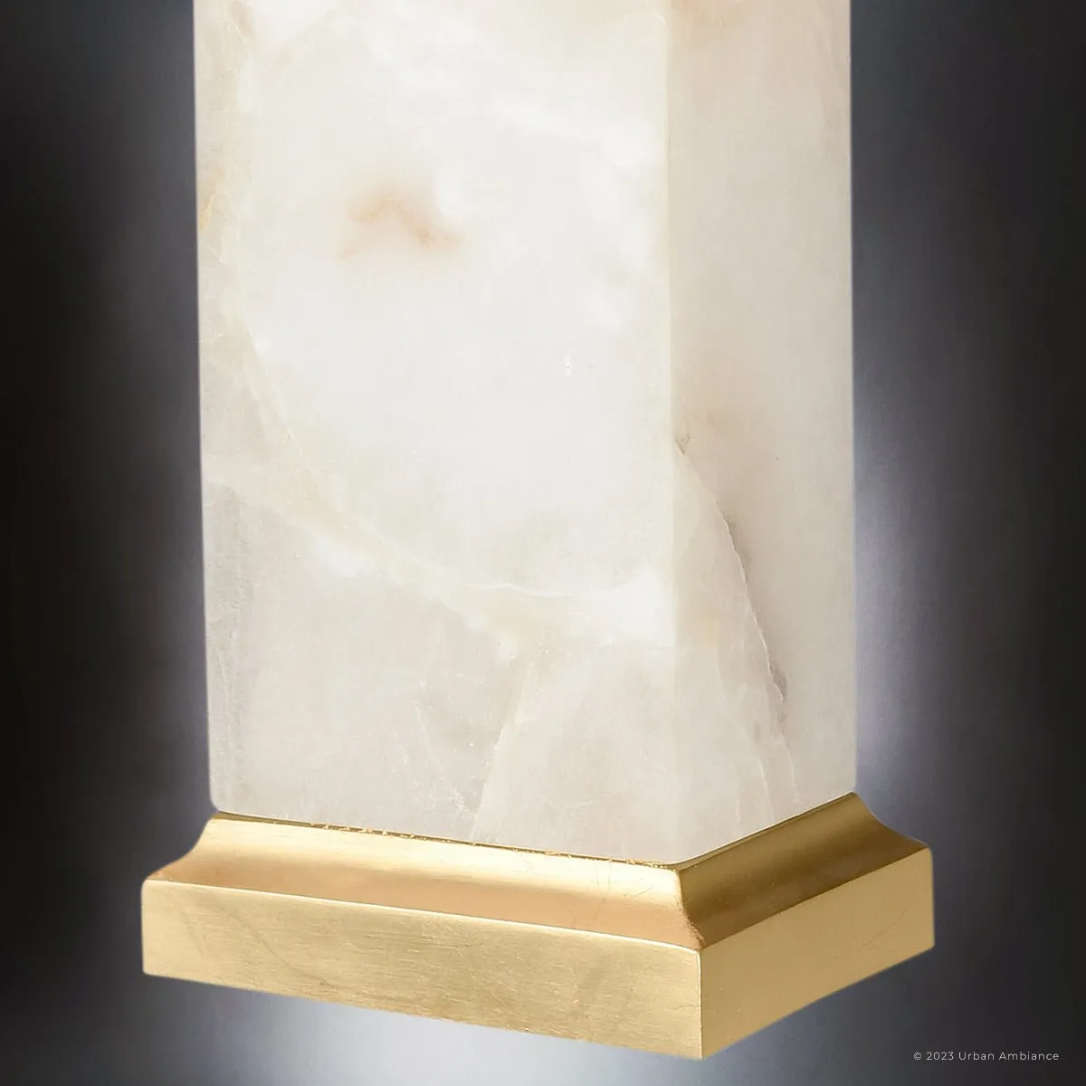 UEX7720 Glam Table Lamp 16''W x 9''D x 27''H, White Stone and Gold Leaf Finish, Fairfield Collection