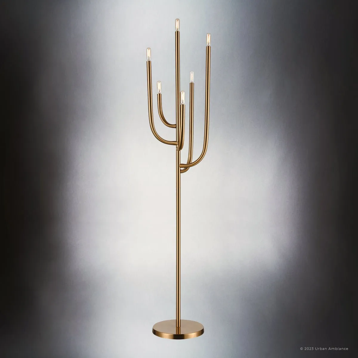 UEX8230 Luxe Industrial Floor Lamp 13''W x 13''D x 63''H, Aged Brass Finish, Manteca Collection