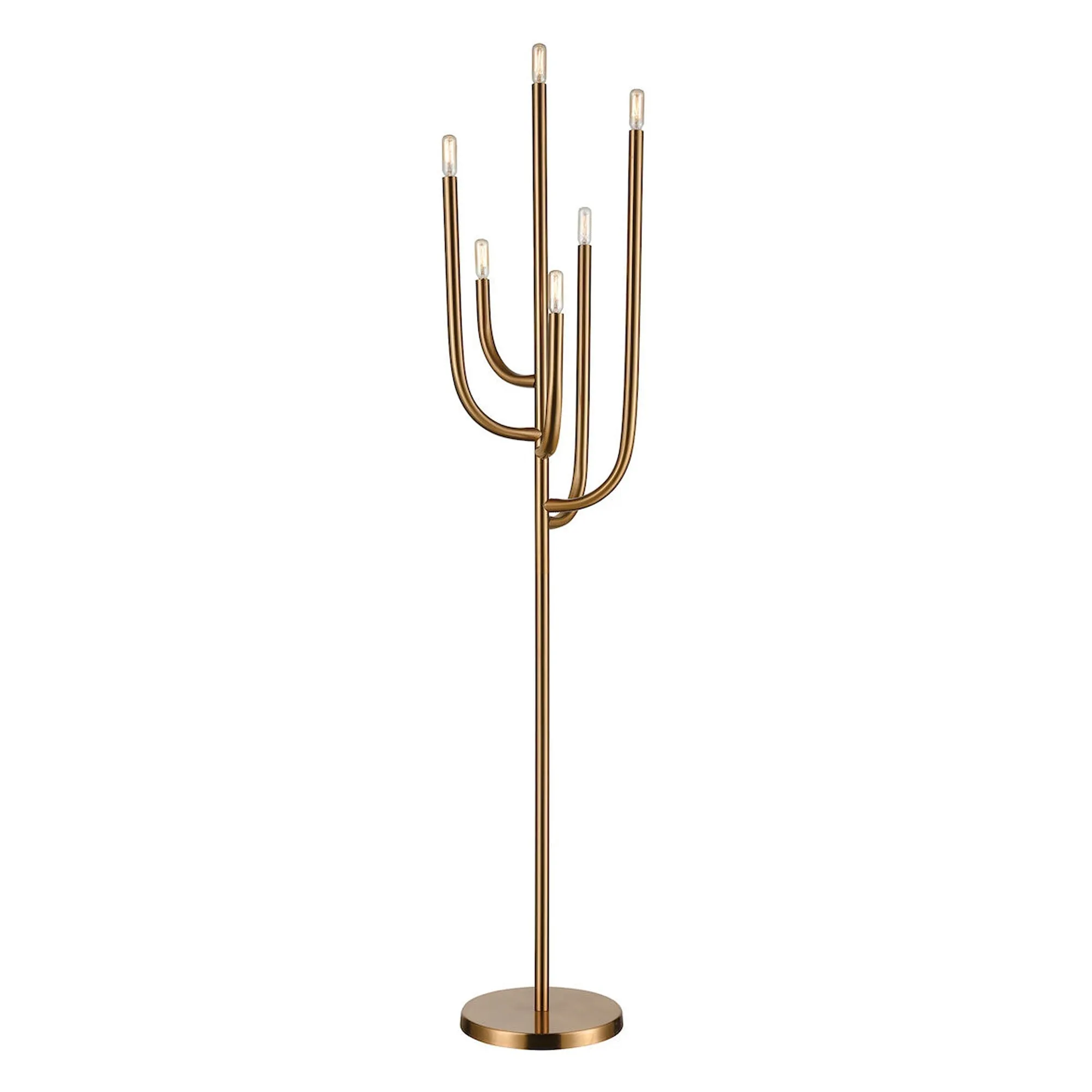 UEX8230 Luxe Industrial Floor Lamp 13''W x 13''D x 63''H, Aged Brass Finish, Manteca Collection