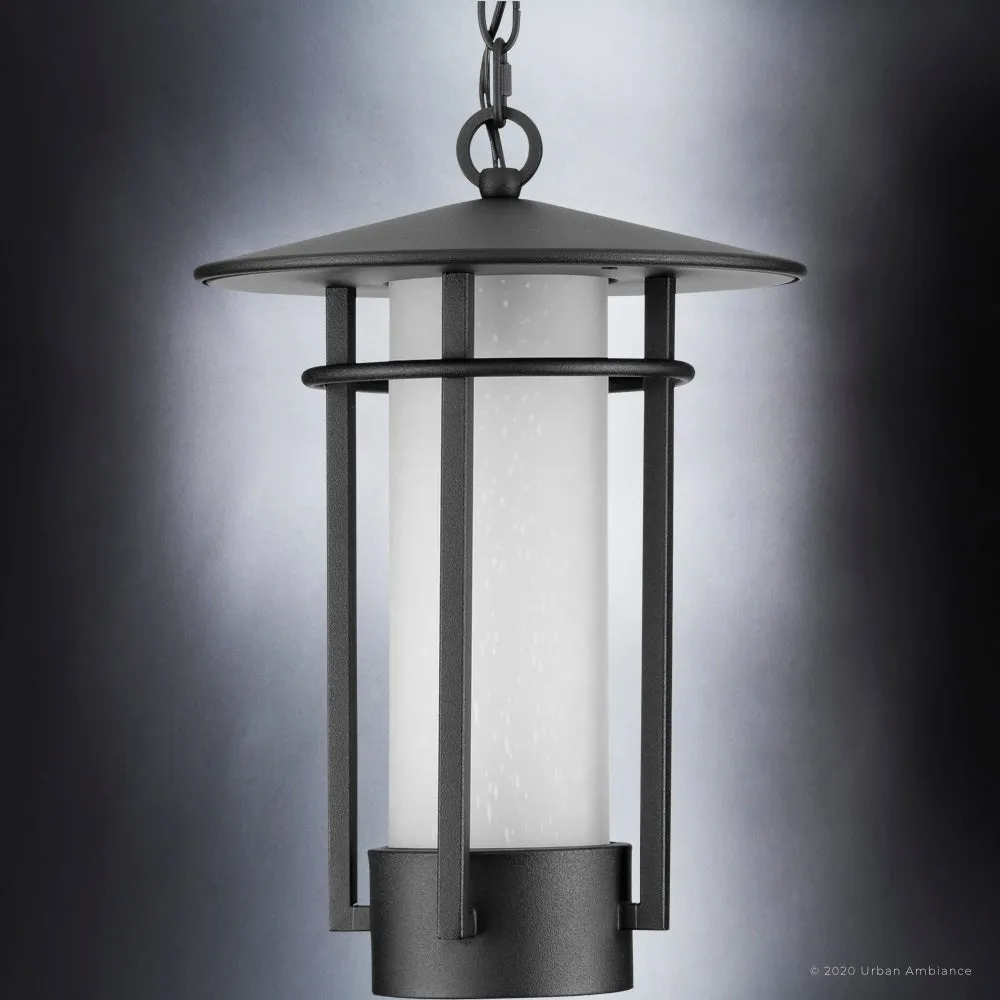 UHP1312 Mid-Century Modern Outdoor Pendant 16''H x 11.125''W, Midnight Black Finish, Riverside Collection