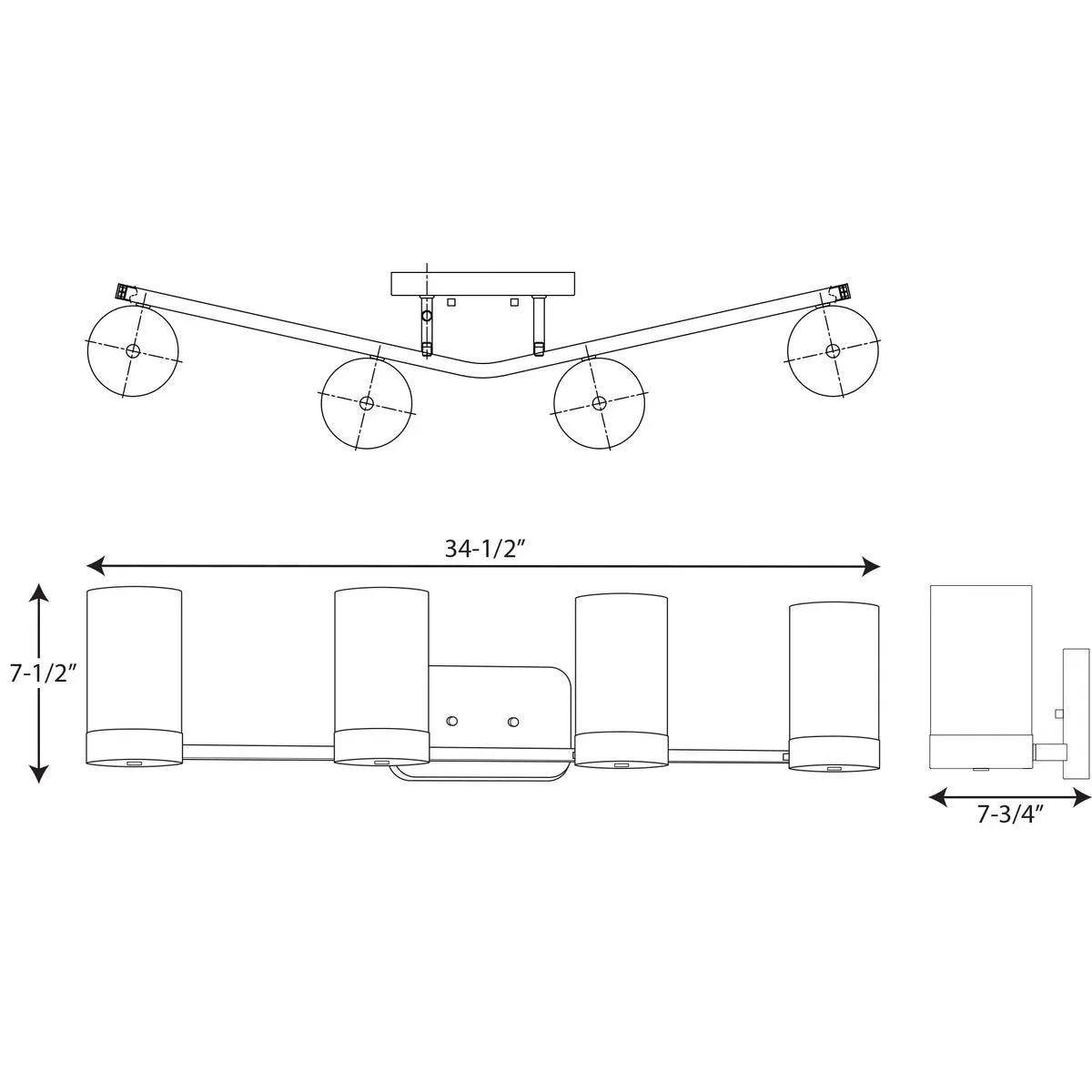 UHP2295 Contemporary Bathroom Vanity Light, 7.5"H x 34.5"W, Brushed Bronze Finish, Madison Collection