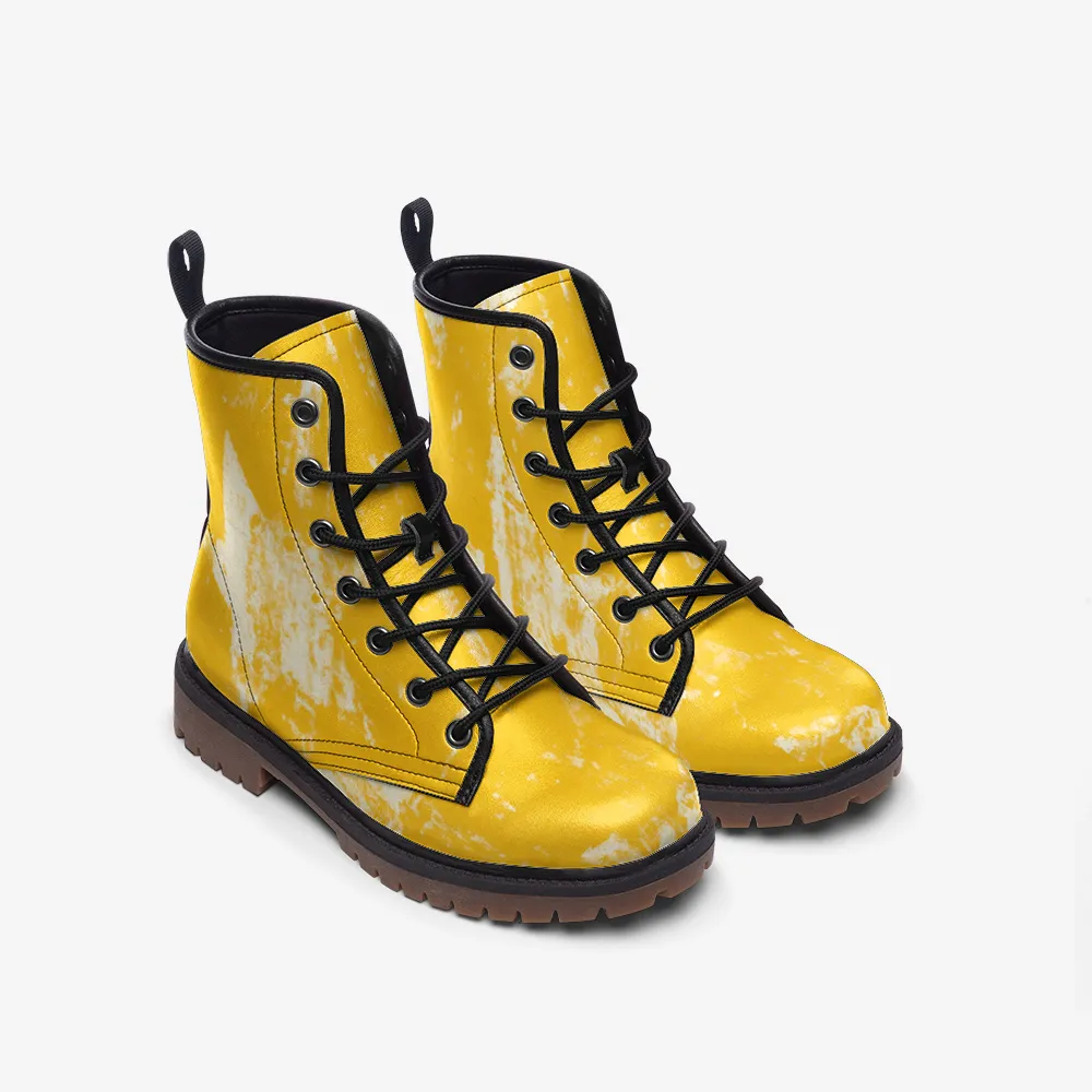 Vampire Art Grunge Stars Casual Leather Lightweight Boots - Yellow - US sizes