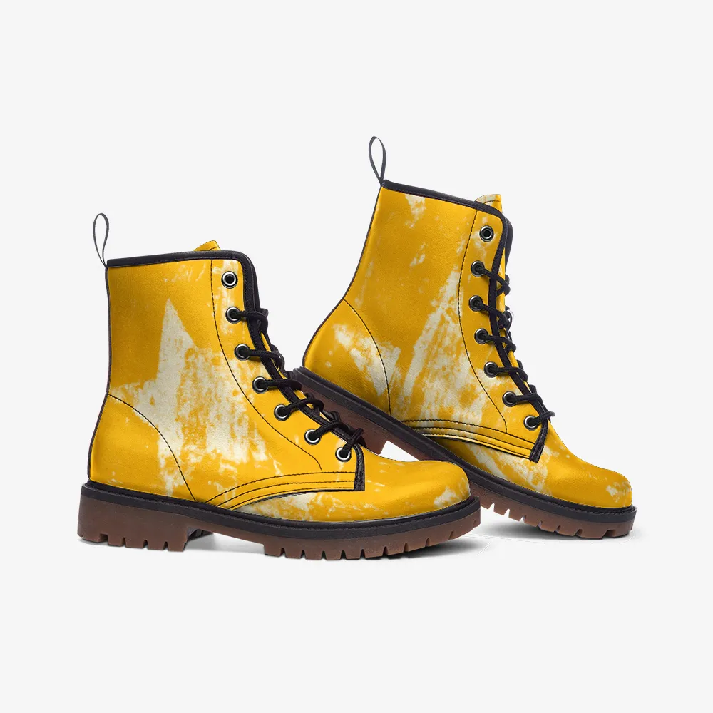 Vampire Art Grunge Stars Casual Leather Lightweight Boots - Yellow - US sizes