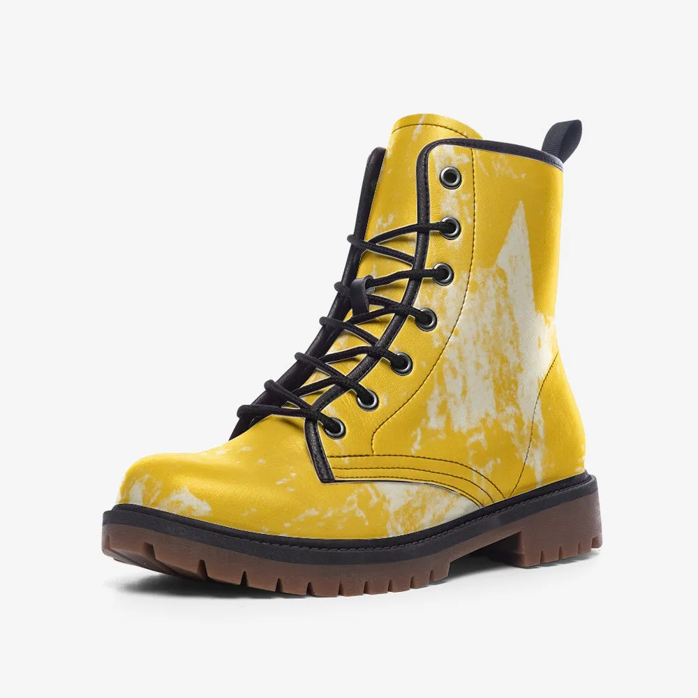 Vampire Art Grunge Stars Casual Leather Lightweight Boots - Yellow - US sizes