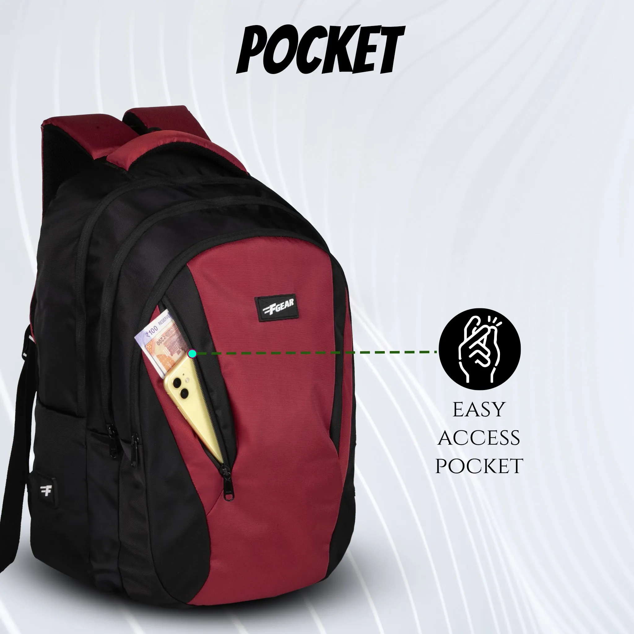 Vern 31L Black Maroon Backpack