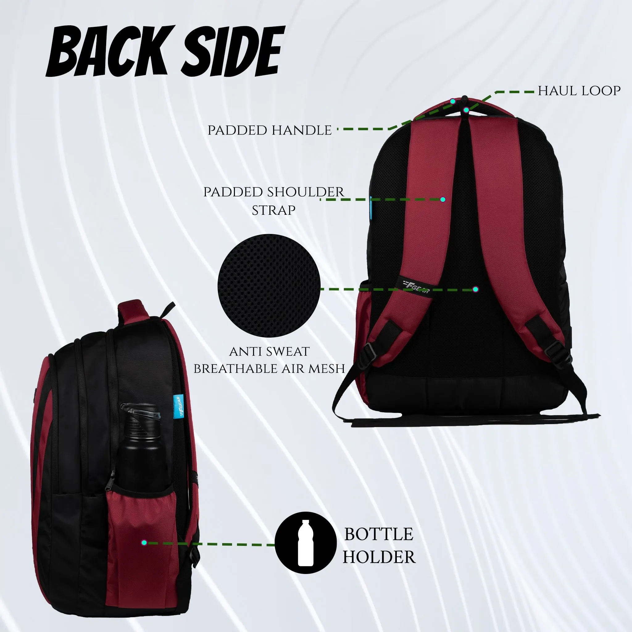 Vern 31L Black Maroon Backpack