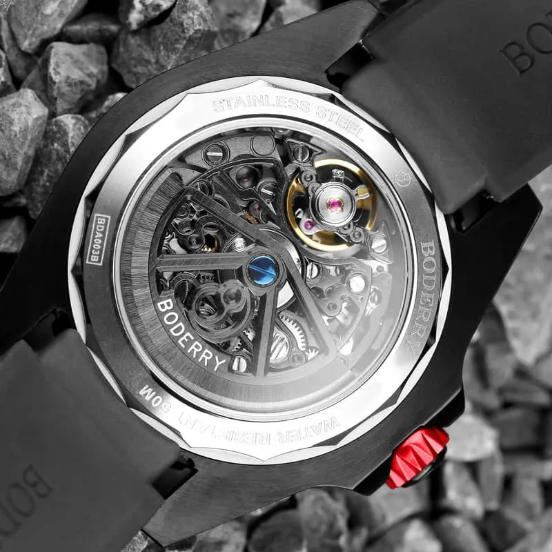 WINDMILL - Original Skeleton Hi-beat(28,800 bph) with 72 hrs Power-reserve Automatic Watch | Red Dial & Leather Strap