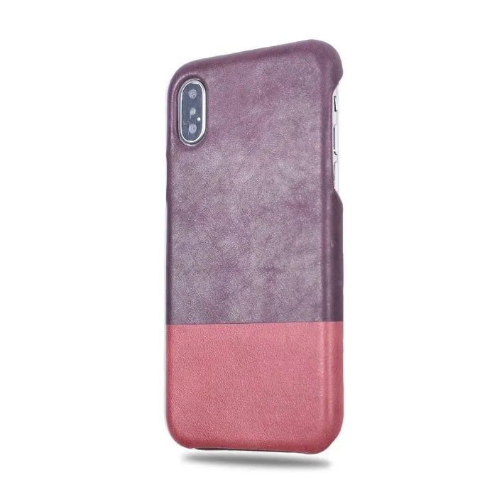 Wine Purple & Rosewood Pink iPhone Xs / iPhone X Leather Case