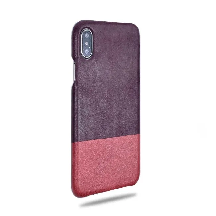 Wine Purple & Rosewood Pink iPhone Xs / iPhone X Leather Case