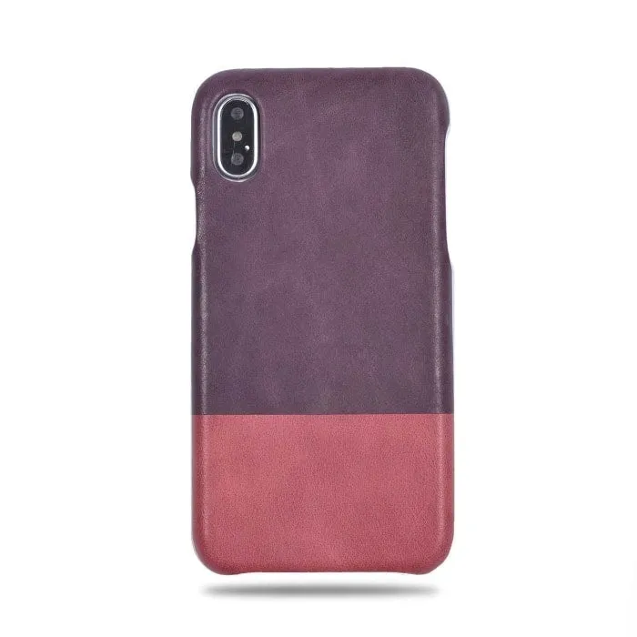 Wine Purple & Rosewood Pink iPhone Xs / iPhone X Leather Case