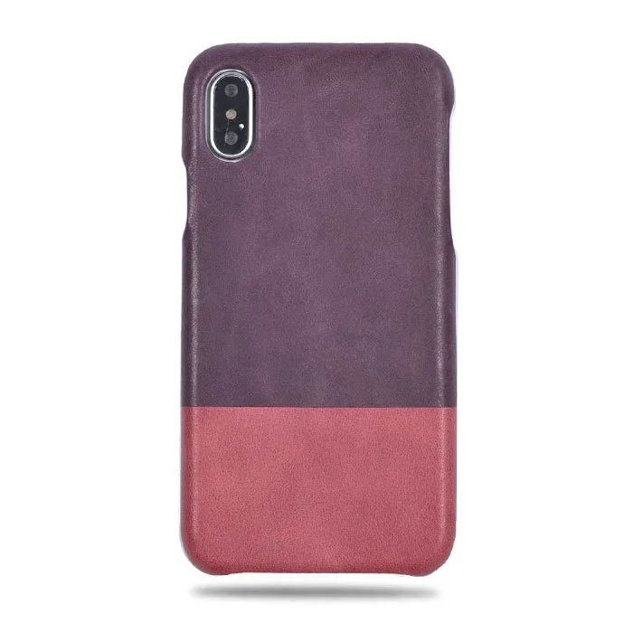 Wine Purple & Rosewood Pink iPhone Xs Max Leather Case