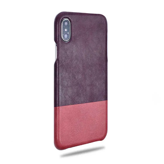 Wine Purple & Rosewood Pink iPhone Xs Max Leather Case