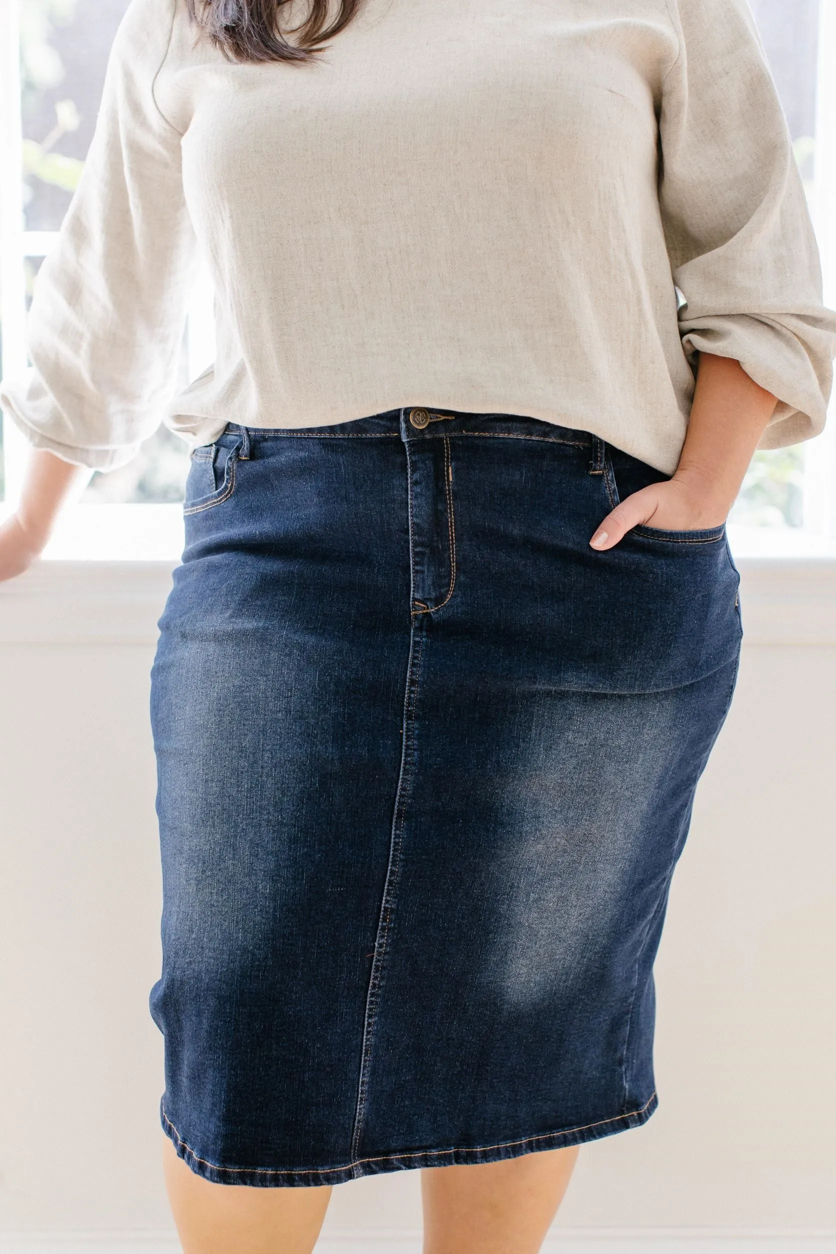 'Wren' Classic Denim Skirt